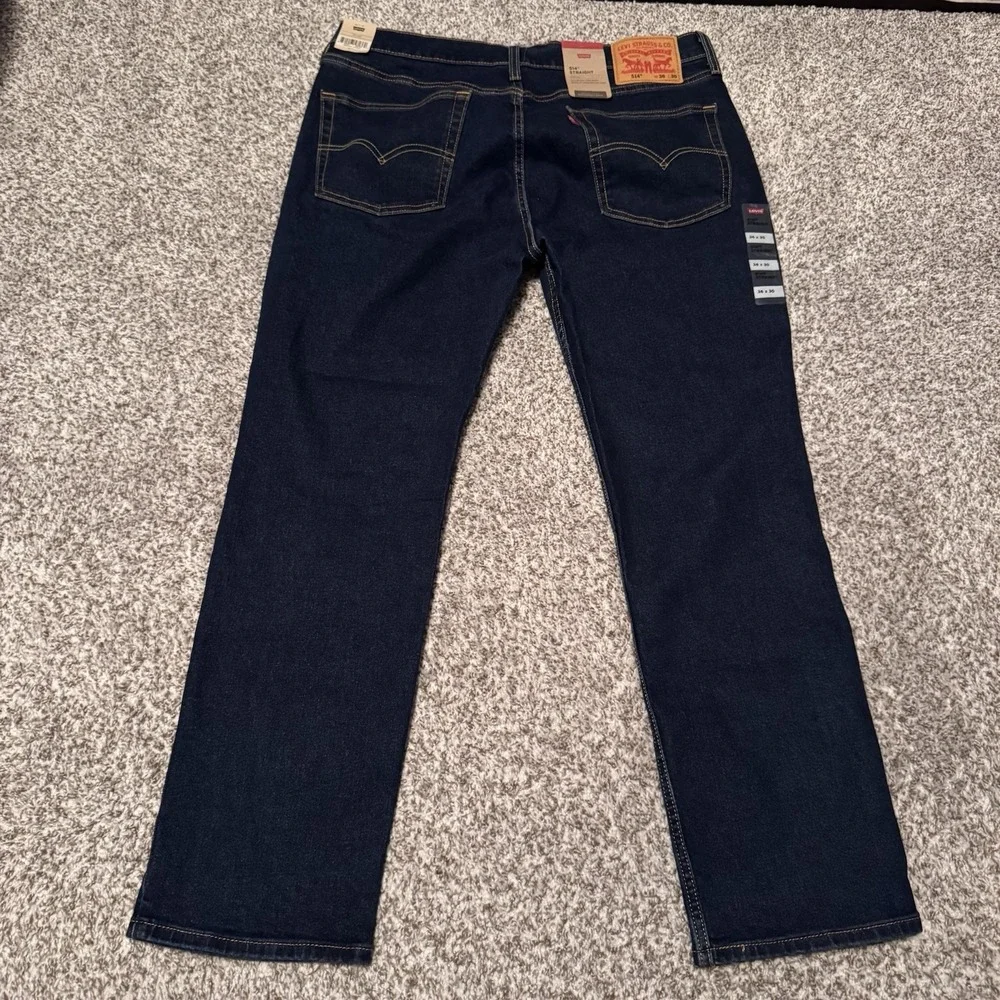 Levi's 514 Straight Men's 36x30 Stretch Dark Wash Jeans Brand‎ New